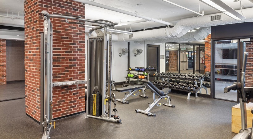 a gym with exercise equipment